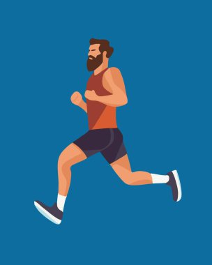 Vektör, koşan bir adamın görüntüsünü izole etti. Egzersiz..