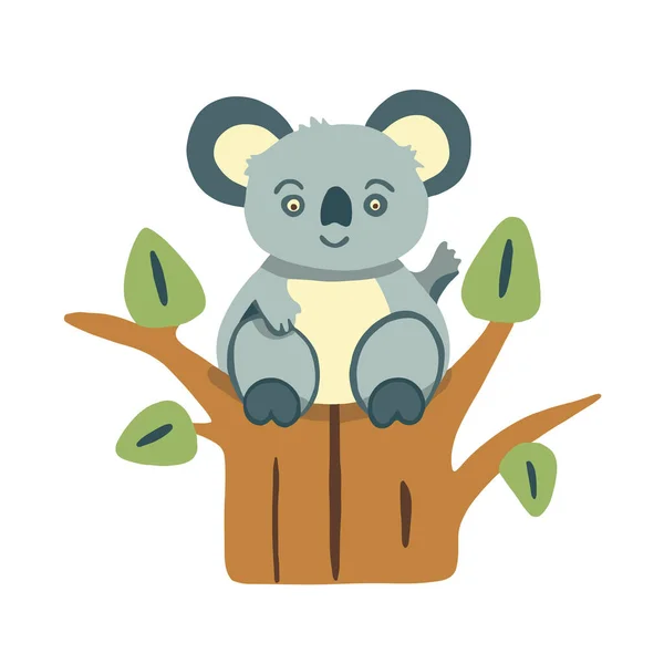 Vektor Izolált Illusztrációja Koala Egy Fán — Stock Vector