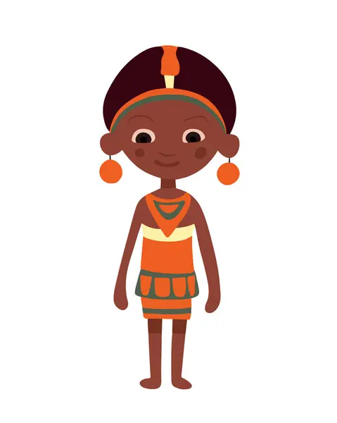 Векторная Иллюстрация Африканской Девушки Белом Фоне — стоковый вектор
