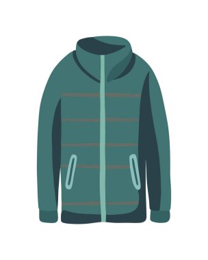 Beyaz arkaplandaki yeşil ceketin izole edilmiş temsilcisi..