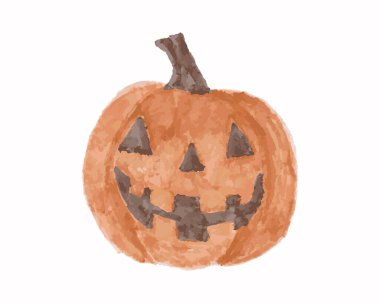 Beyaz arka planda izole edilmiş bir Cadılar Bayramı kabağı çizimi.