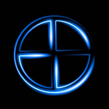 Gezegen astrolojik işaretinin neon etkisiyle izole edilmiş vektör çizimi.