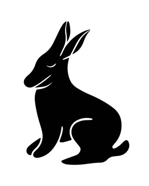 Tavşanın vektör çizimi. Tavşan silueti.