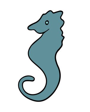 Beyaz arkaplandaki bir deniz atının izole edilmiş vektör çizimi.