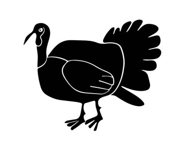 Hindili kümes hayvanlarının vektör çizimi. Hindi silueti..