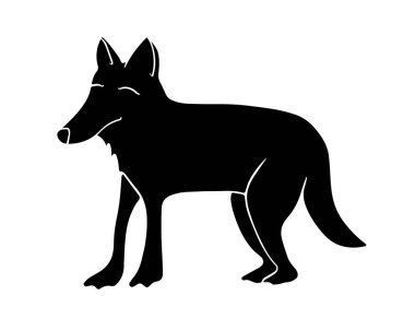 Beyaz arkaplanda bir kurt siluetinin izole edilmiş temsili temsilcisi..