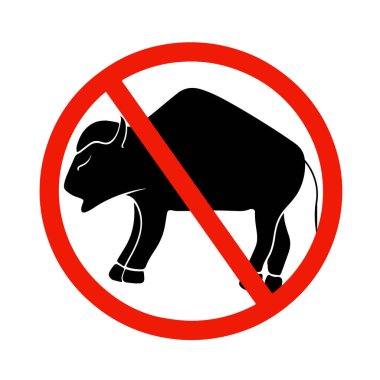 A clear symbol displaying a bison with a prohibition sign, emphasizing that bison hunting is strictly forbidden clipart