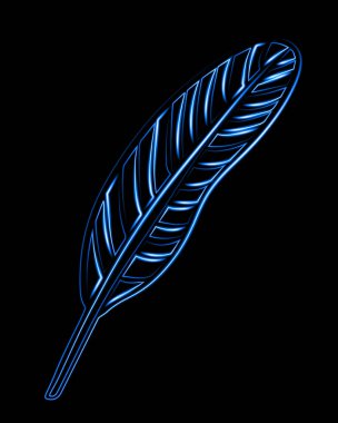 This glowing blue feather design highlights its curves and intricate texture beautifully clipart