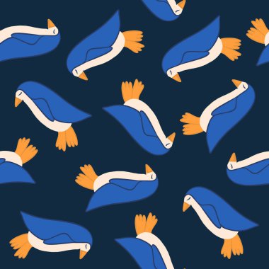 Penguenlerle izole edilmiş bir örüntünün vektör çizimi.