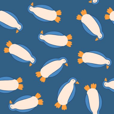 Penguenlerle izole edilmiş bir örüntünün vektör çizimi.
