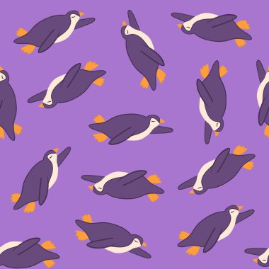 Penguenlerle izole edilmiş bir örüntünün vektör çizimi.