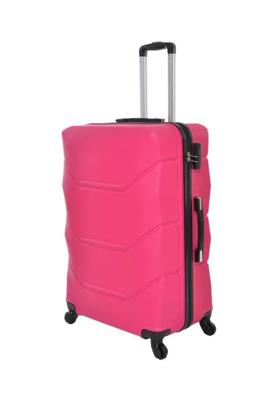 白色背景的粉红旅行箱 — 图库照片