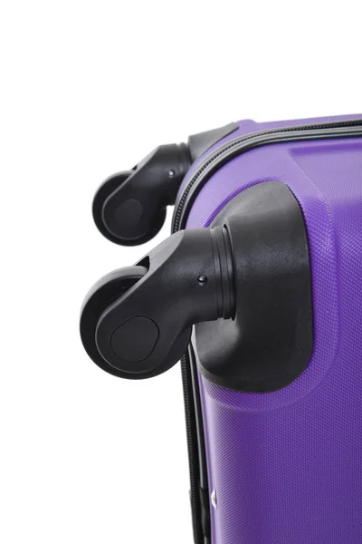 白い背景に紫の旅行スーツケース — ストック写真