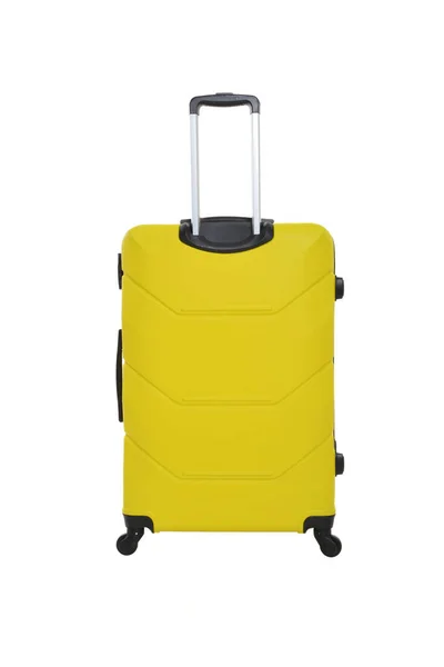 Sárga Utazási Bőrönd Fehér Alapon — Stock Fotó