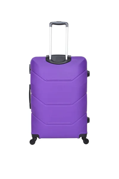 白色背景的紫色旅行箱 图库照片