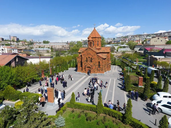 Červený Kámen Arménský Kostel Jerevan — Stock fotografie