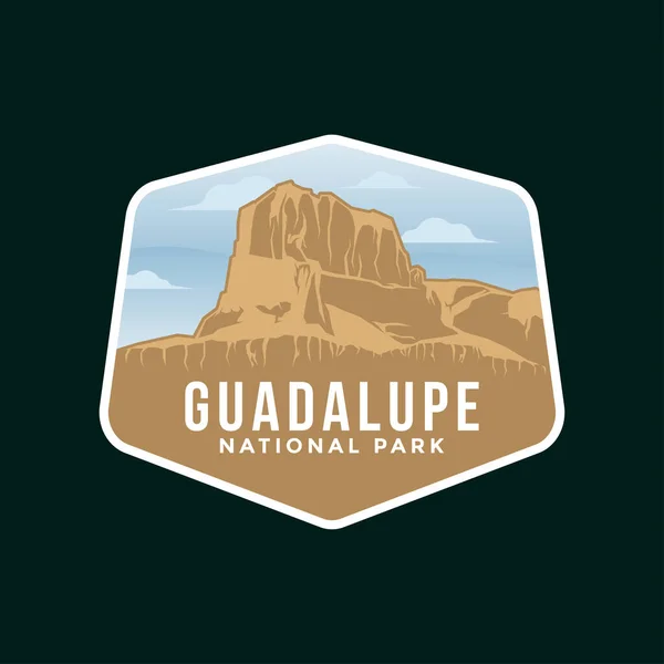 Guadalupe Montanha Parque Nacional Ilustração Logotipo Emblema Fundo Escuro —  Vetores de Stock