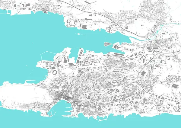 Hırvatistan 'ın Split kentinin sokak haritası. Split 'in yol haritası. Bölünmüş sokakların siyah-beyaz (mavi) çizimi. Hırvatistan Yazılabilir Poster.