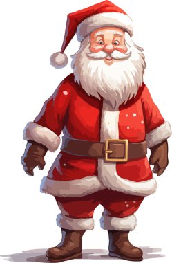 Noel Baba. Kırmızı elbiseli Noel Baba 'nın vektör çizimi.