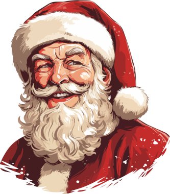 Noel Baba. Kırmızı elbiseli Noel Baba 'nın vektör çizimi.