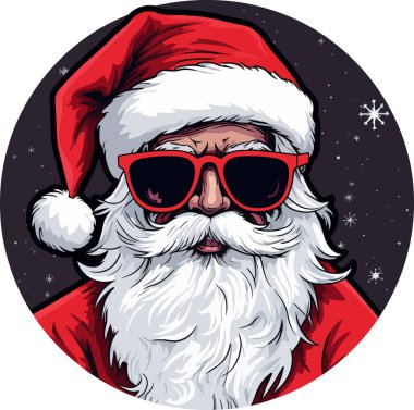 Noel Baba. Noel Baba 'nın kırmızı elbiseli modaya uygun hipster Vektör çizimi. Noel 'de. Yeni Yıl 2024