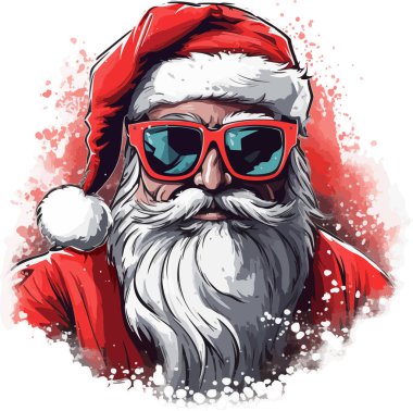 Noel Baba. Noel Baba 'nın kırmızı elbiseli modaya uygun hipster Vektör çizimi. Noel 'de. Yeni Yıl 2024