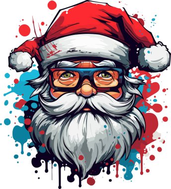 Noel Baba. Noel Baba 'nın kırmızı elbiseli modaya uygun hipster Vektör çizimi. Noel 'de. Yeni Yıl 2024