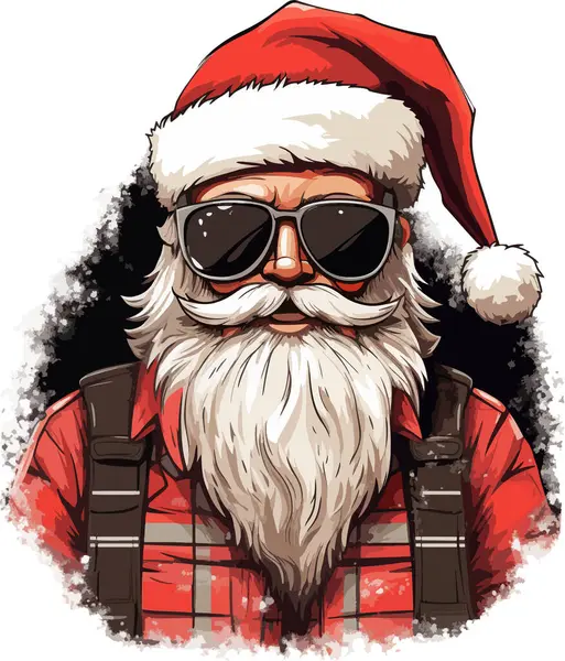 Noel Baba. Noel Baba 'nın kırmızı elbiseli modaya uygun hipster Vektör çizimi. Noel 'de. Yeni Yıl 2024