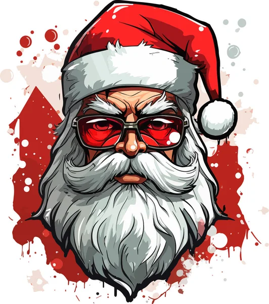 Noel Baba. Noel Baba 'nın kırmızı elbiseli modaya uygun hipster Vektör çizimi. Noel 'de. Yeni Yıl 2024