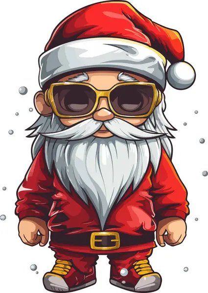 Noel Baba. Noel Baba 'nın kırmızı elbiseli modaya uygun hipster Vektör çizimi. Noel 'de. Yeni Yıl 2024