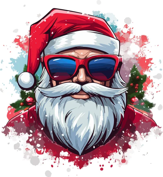 Noel Baba. Noel Baba 'nın kırmızı elbiseli modaya uygun hipster Vektör çizimi. Noel 'de. Yeni Yıl 2024