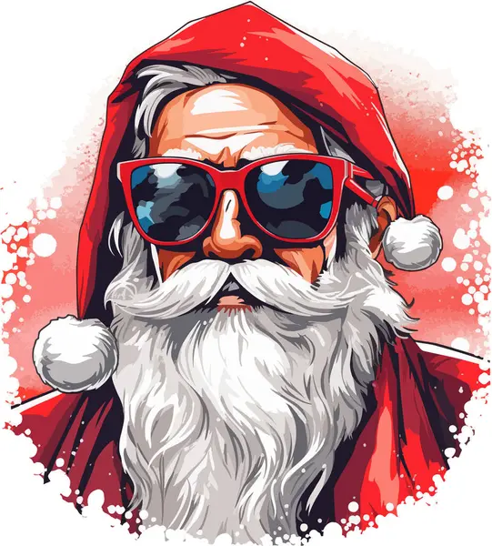 Noel Baba. Noel Baba 'nın kırmızı elbiseli modaya uygun hipster Vektör çizimi. Noel 'de. Yeni Yıl 2024