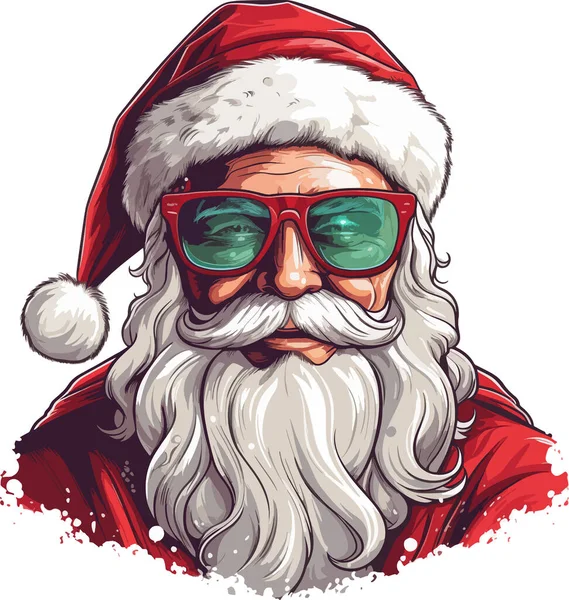 Noel Baba. Noel Baba 'nın kırmızı elbiseli modaya uygun hipster Vektör çizimi. Noel 'de. Yeni Yıl 2024