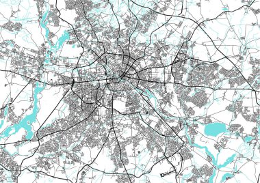  Berlin 'in Almanya' daki sokak haritası. Deutschland yolu haritası. Siyah ve beyaz (mavi)
