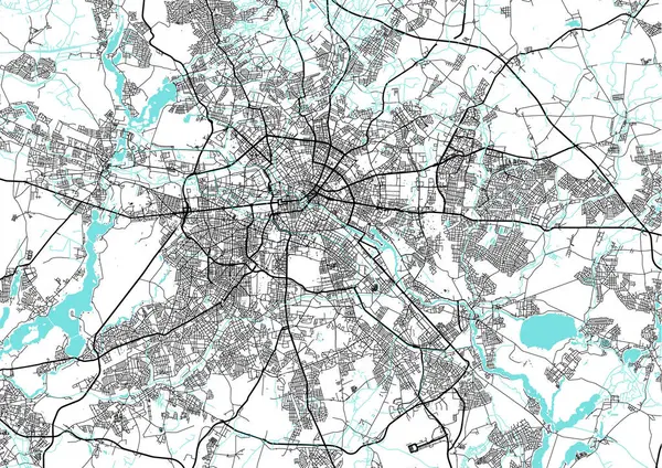  Berlin 'in Almanya' daki sokak haritası. Deutschland yolu haritası. Siyah ve beyaz (mavi)