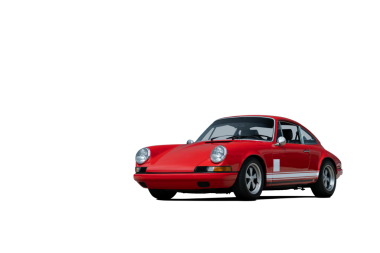 Şeffaf arkaplanda izole edilmiş klasik kırmızı spor araba.