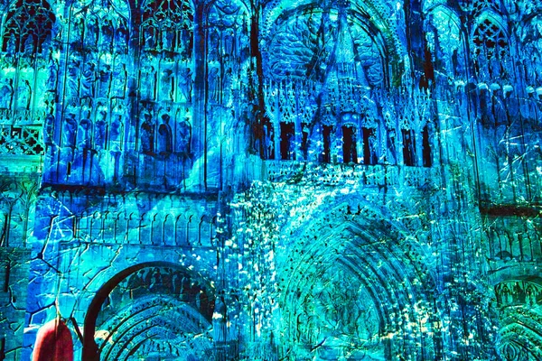 Rouen France June Circa 2019 Виставка Проекції Стіні Церкви Руанському — стокове фото