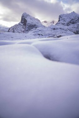 snowy mountains in winter in Picos de Europa National Park, Spain. High quality photo