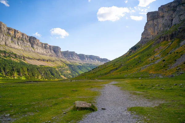 stock image Mountain Canyon walls in the forests of Ordesa National Park in the Spanish Pyrenees. High quality photo