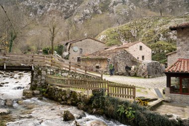 small mountain village of Bulnes, in asturias . High quality photo
