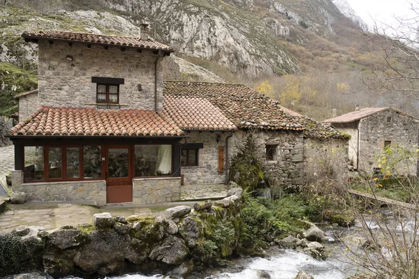small mountain village of Bulnes, in asturias . High quality photo
