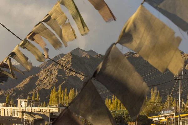 stock image tibetan flags waving to the wind in the himalayan mountains. High quality photo