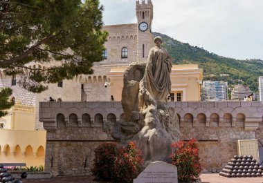 Statue honoring Prince Albert, Princes of Grimaldi Palace, Royal Palace, Monaco on the French Riviera  clipart