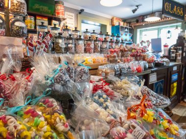 Traditional sweets in candy shop in Wadkoping, Orebro, Sweden clipart