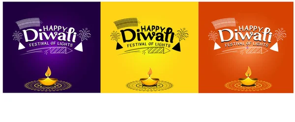 每年世界各地的印度人 锡克教徒和Jains人都庆祝称为Diwali的印度灯节 这个庆祝活动持续了五天的横幅海报或卡片模板 — 图库照片