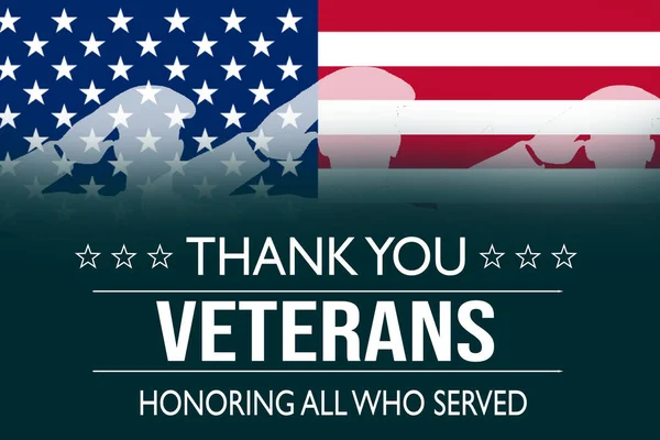 Dank Veteranen Abstracte Patriottische Achtergrond Met Amerikaanse Vlag Groet Teken Rechtenvrije Stockafbeeldingen