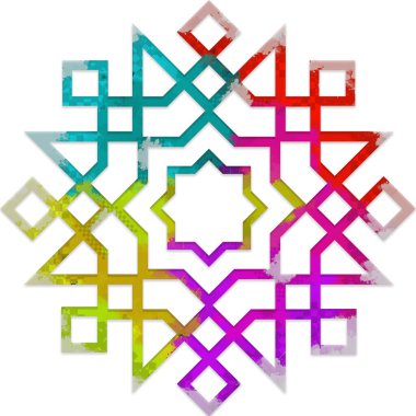 Yıldız Motifi ve Simetrik Tasarımı ile Renkli İslami Geometrik Desen