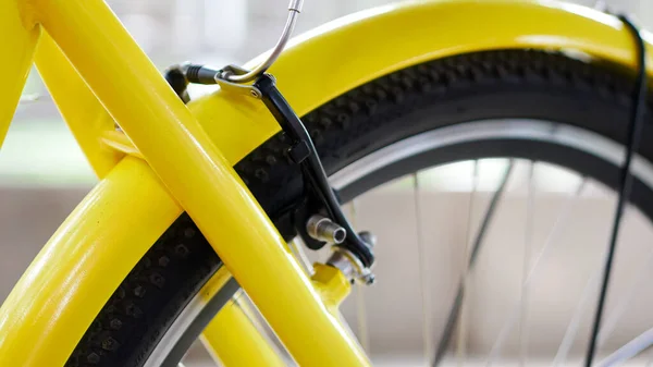 Close Yellow Bicycle Wheel — Stock Photo, Image