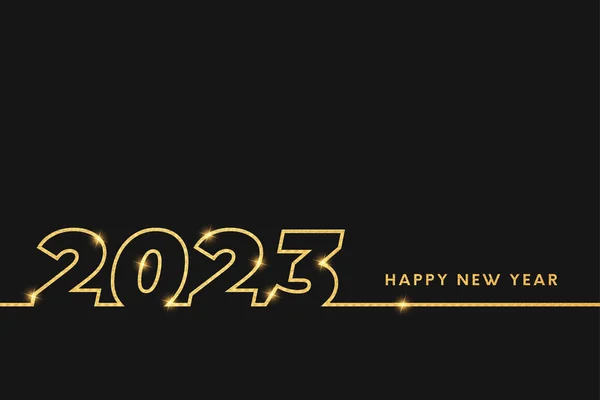 最小限の黄金の線ベクトルのデザインイラストで幸せな新年2023年のバナーの背景 — ストックベクタ