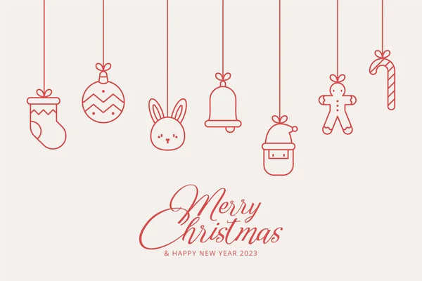 クリスマスカードをかわいいクリスマスのアイコンベクトルデザインイラストで迎える — ストックベクタ